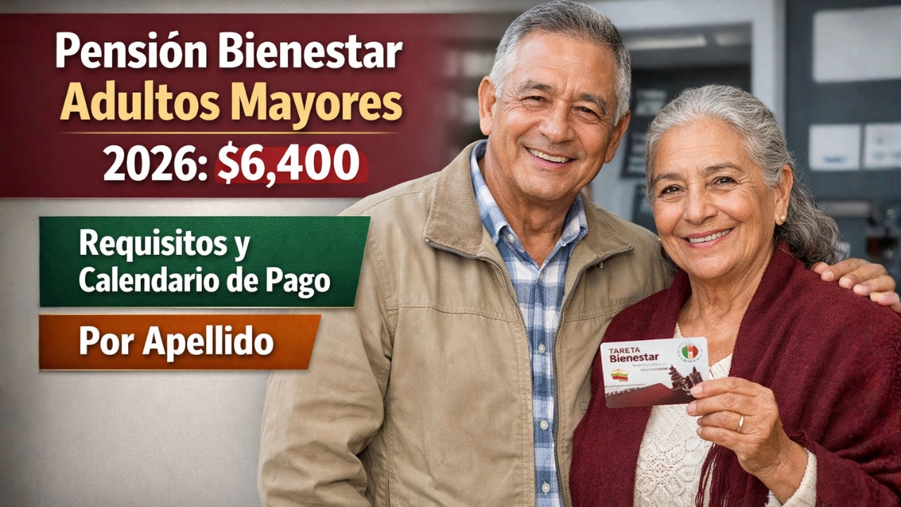 Pensión Bienestar Adultos Mayores 2026: $6,400, Requisitos y Calendario de Pago por Apellido